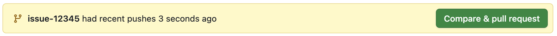 Screenshot of a GitHub UI button that says “Compare & pull request”